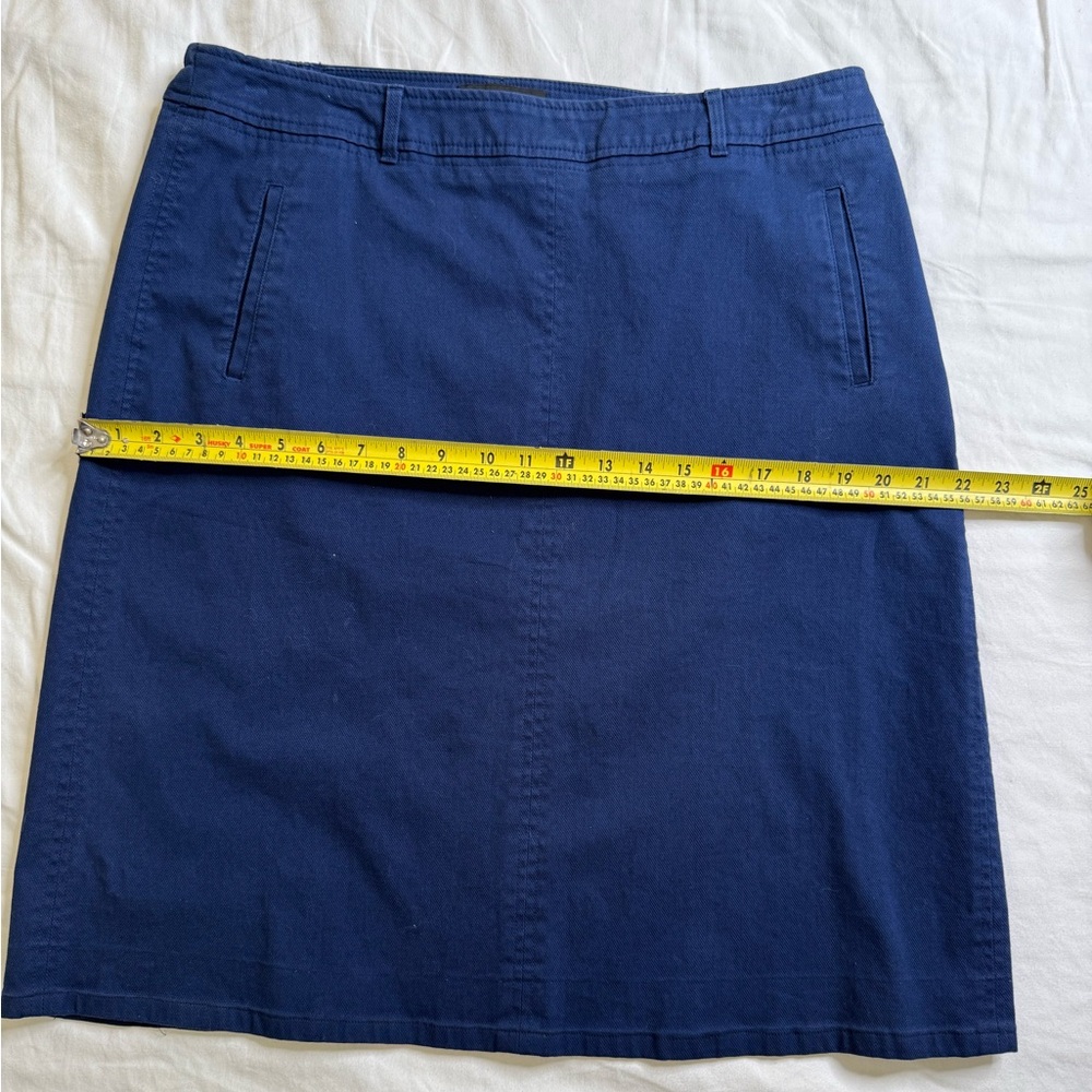 Talbots 14WP Navy Stretch Cotton Denim Skirt | Classic Fit Straight Knee Length - Picture 12 of 13